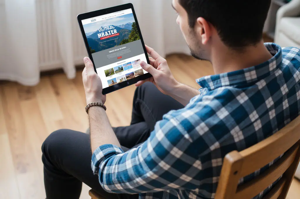 Travel Website Searching Man